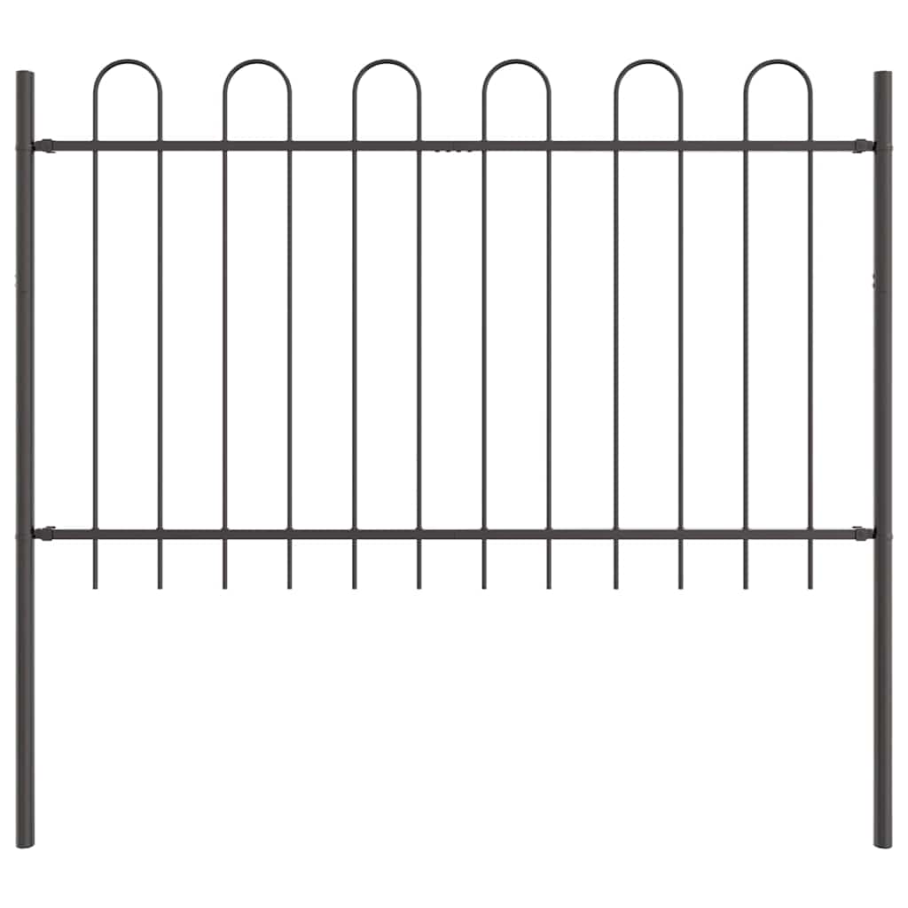 Gartenzaun 9 pcs Grau 15,3 x 0,8 m Pulverbeschichteter Stahl