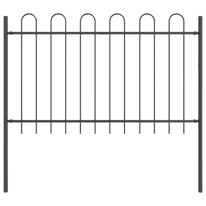 Gartenzaun 9 pcs Grau 15,3 x 0,8 m Pulverbeschichteter Stahl