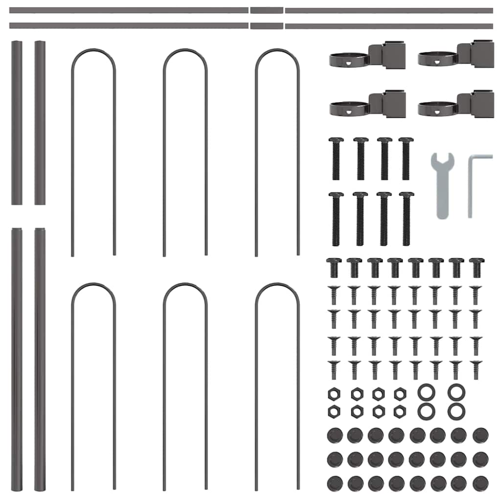 Gartenzaun 9 pcs Grau 15,3 x 0,8 m Pulverbeschichteter Stahl