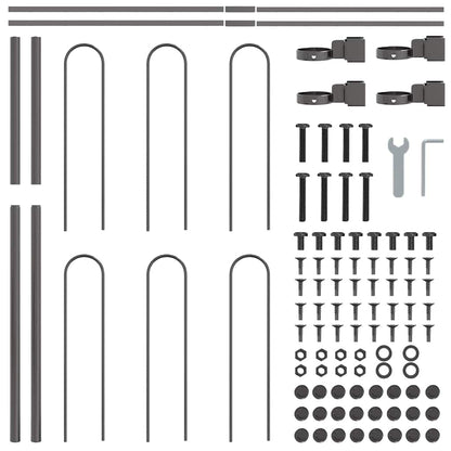Gartenzaun 9 pcs Grau 15,3 x 0,8 m Pulverbeschichteter Stahl