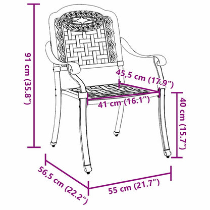 Gartenstuhl 2 pcs Schwarz 55 x 56,5 x 91cm Aluminium