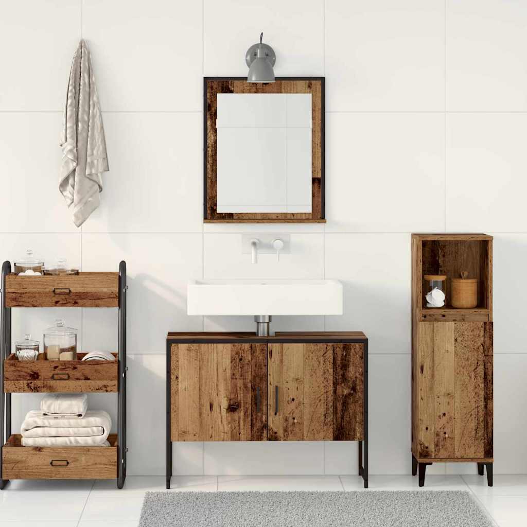 Badezimmermöbel-Set Wandmontiert 2 pcs Braun Holzwerkstoff
