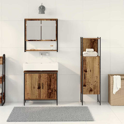 Badezimmermöbel-Set mit Regal mit Tür 3 pcs Braun Holzwerkstoff