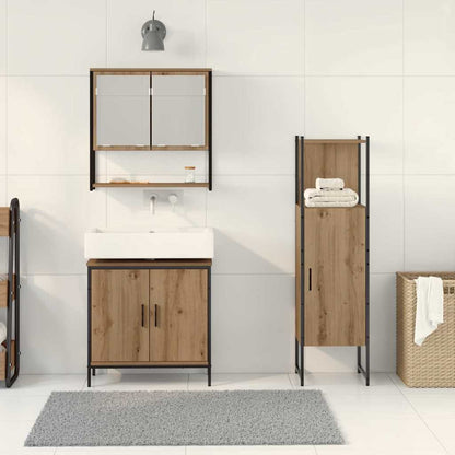 Badezimmermöbel-Set mit Regal mit Tür 3 pcs Braun Holzwerkstoff
