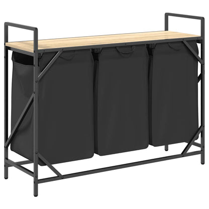 Wäschekorb 3 Fächer mit Ablage Sonoma-Eiche