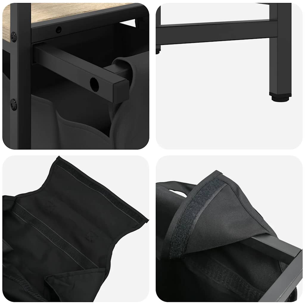 Wäschekorb 3 Fächer mit Ablage Sonoma-Eiche