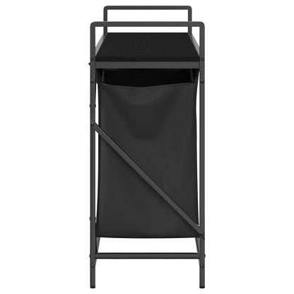 Wäschekorb 2 Fächer mit Ablage Schwarz Eichen-Optik