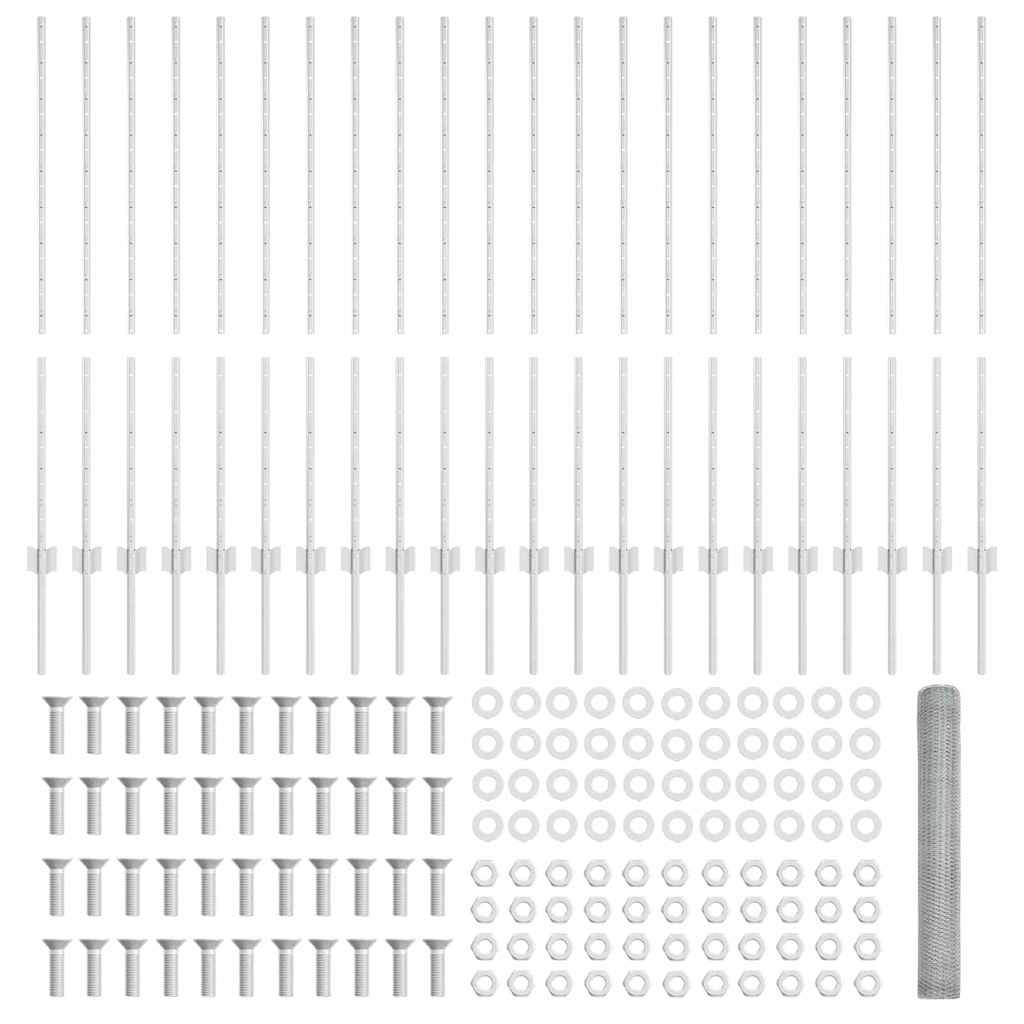 Zaun mit Pfosten Silber 1,2 x 50 m Stahl