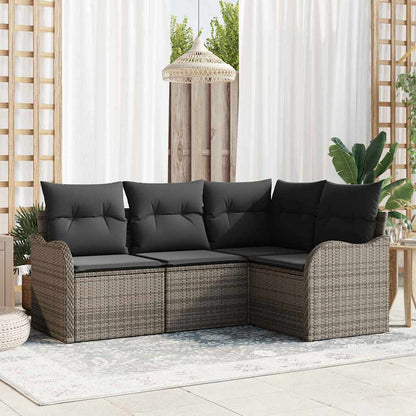 Gartensofa-set 4 pcs Grau Poly-Rattan