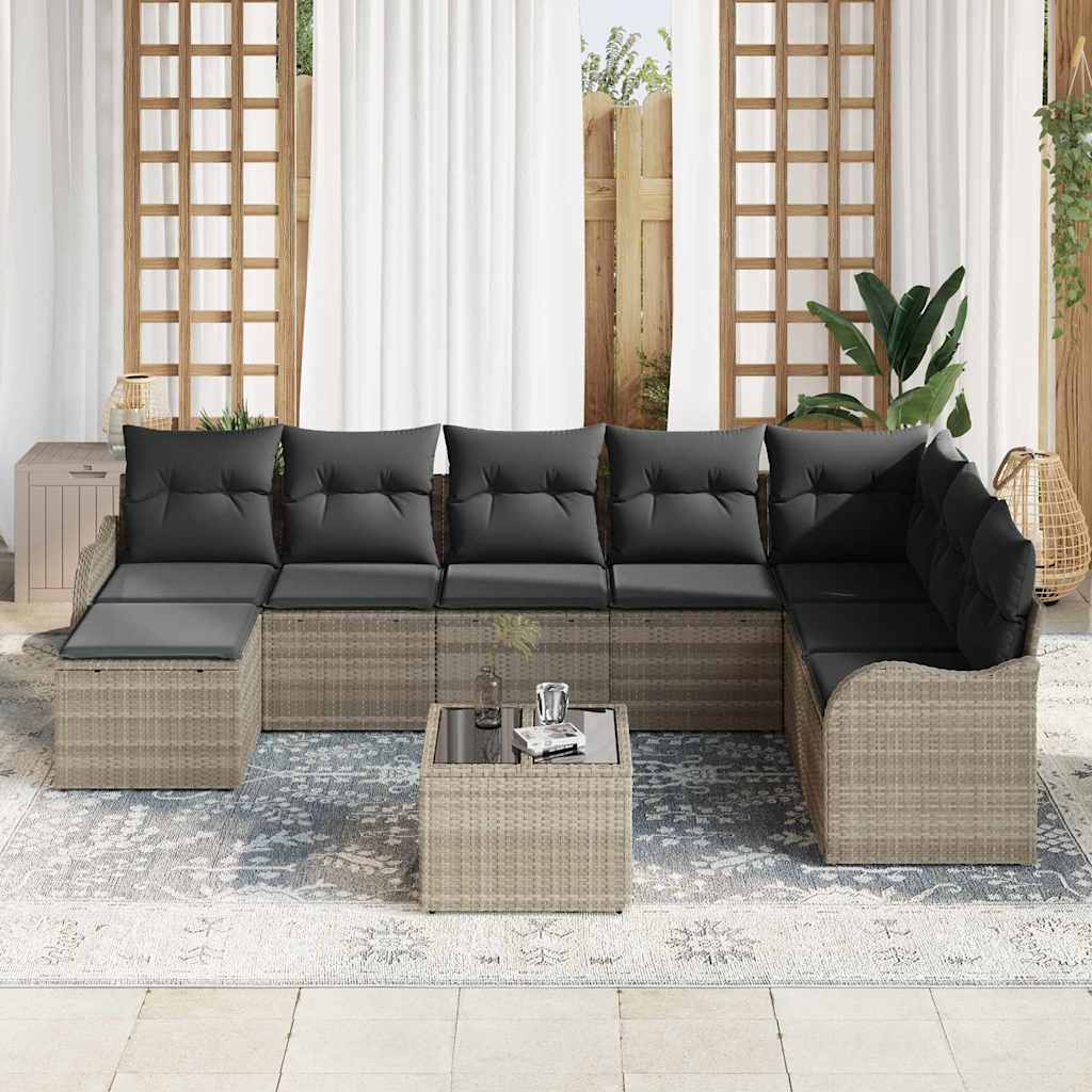 Gartensofa-set Hellgrau Poly-Rattan