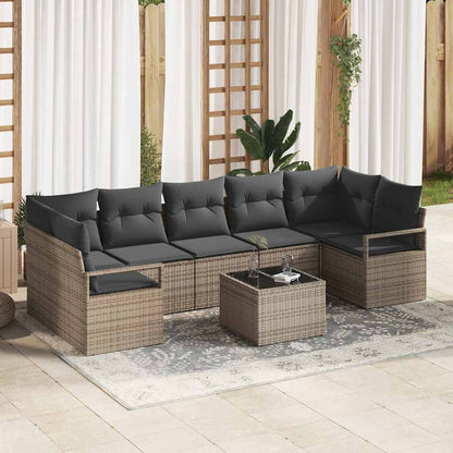 Sofa Set mit Kissen 8 pcs Grau Poly Rattan