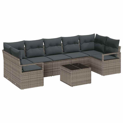 Sofa Set mit Kissen 8 pcs Grau Poly Rattan