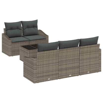 Sofa Set mit Kissen mit Kissen 6 pcs Grau Poly Rattan