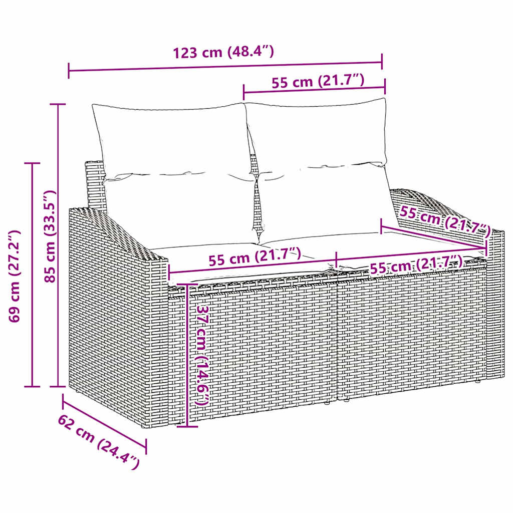 Sofa Set mit Kissen mit Kissen 6 pcs Grau Poly Rattan