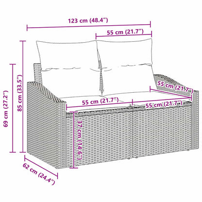 Sofa Set mit Kissen mit Kissen 6 pcs Grau Poly Rattan
