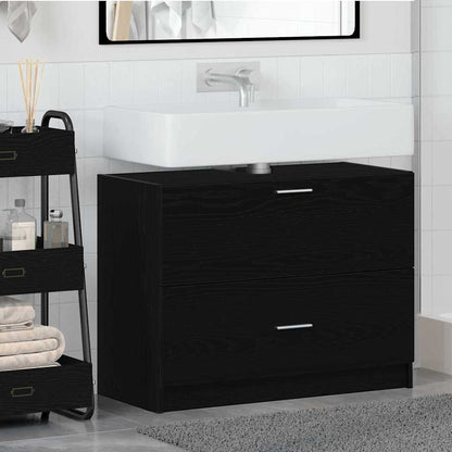Badezimmerschrank mit Tür Schwarz Eichen-Optik 78 x 37 x 59 cm