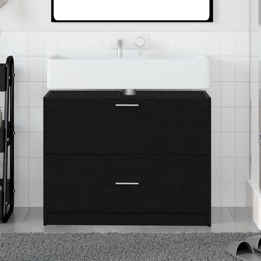 Badezimmerschrank mit Tür Schwarz Eichen-Optik 78 x 37 x 59 cm