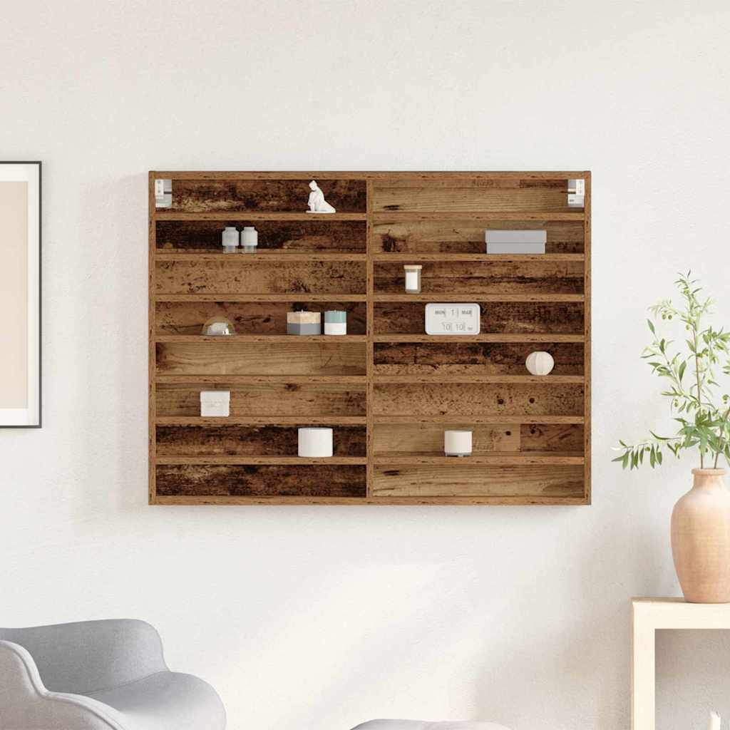 Vitrine mit Regal Altholz 100 x 8,5 x 75 cm Holzwerkstoff