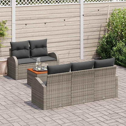 Gartensofa-set mit Kissen 6 pcs Grau Poly-Rattan