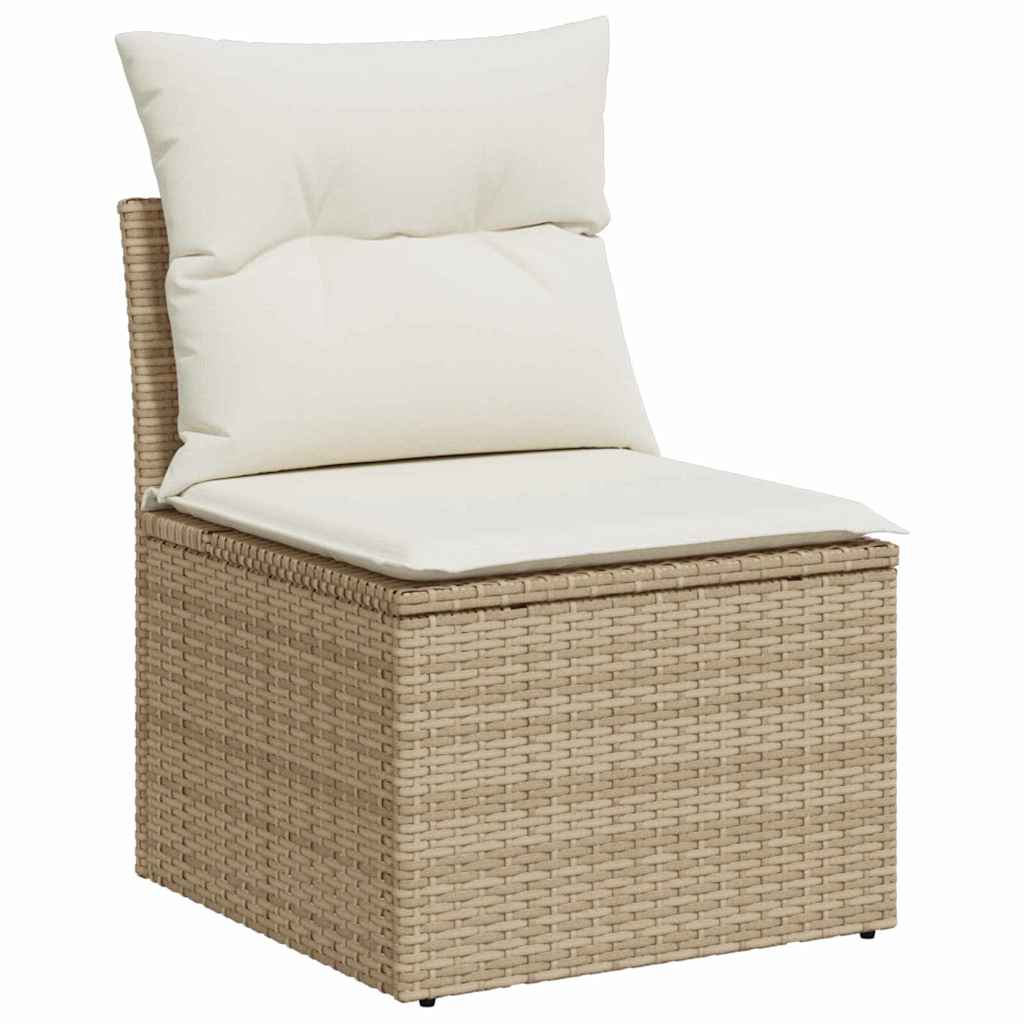 Gartensofa-set mit Kissen 11 pcs Beige Poly-Rattan