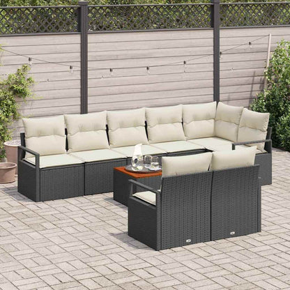 Gartensofa-set mit Kissen 9 pcs Schwarz Poly-Rattan