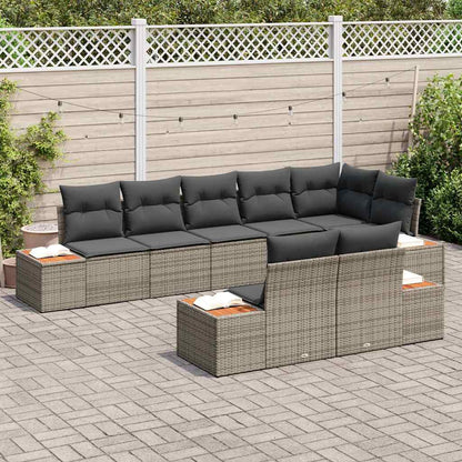 Gartensofa-set mit Kissen 8 pcs Grau Poly Rattan