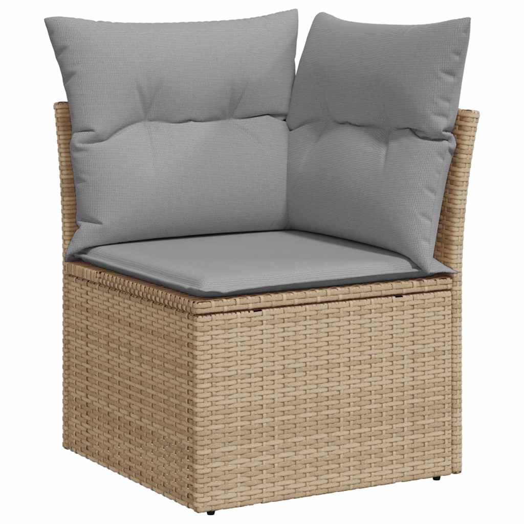 Gartensofa-set mit Kissen 6 pcs Beige Poly-Rattan