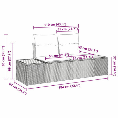 Gartensofa-set mit Kissen 6 pcs Beige Poly-Rattan