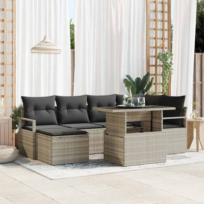 Garten-Sofa-Set mit Kissen 7 pcs Hellgrau