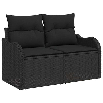 Garten-Sofa-Set mit Kissen mit Speicher 8 pcs Schwarz