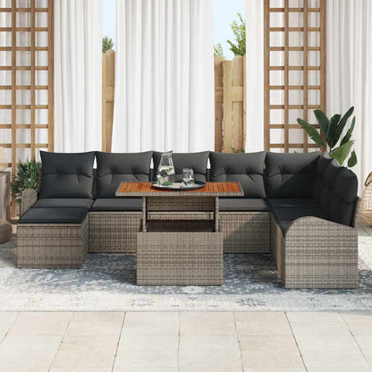 Garten-Sofa-Set mit Kissen 9 pcs Grau