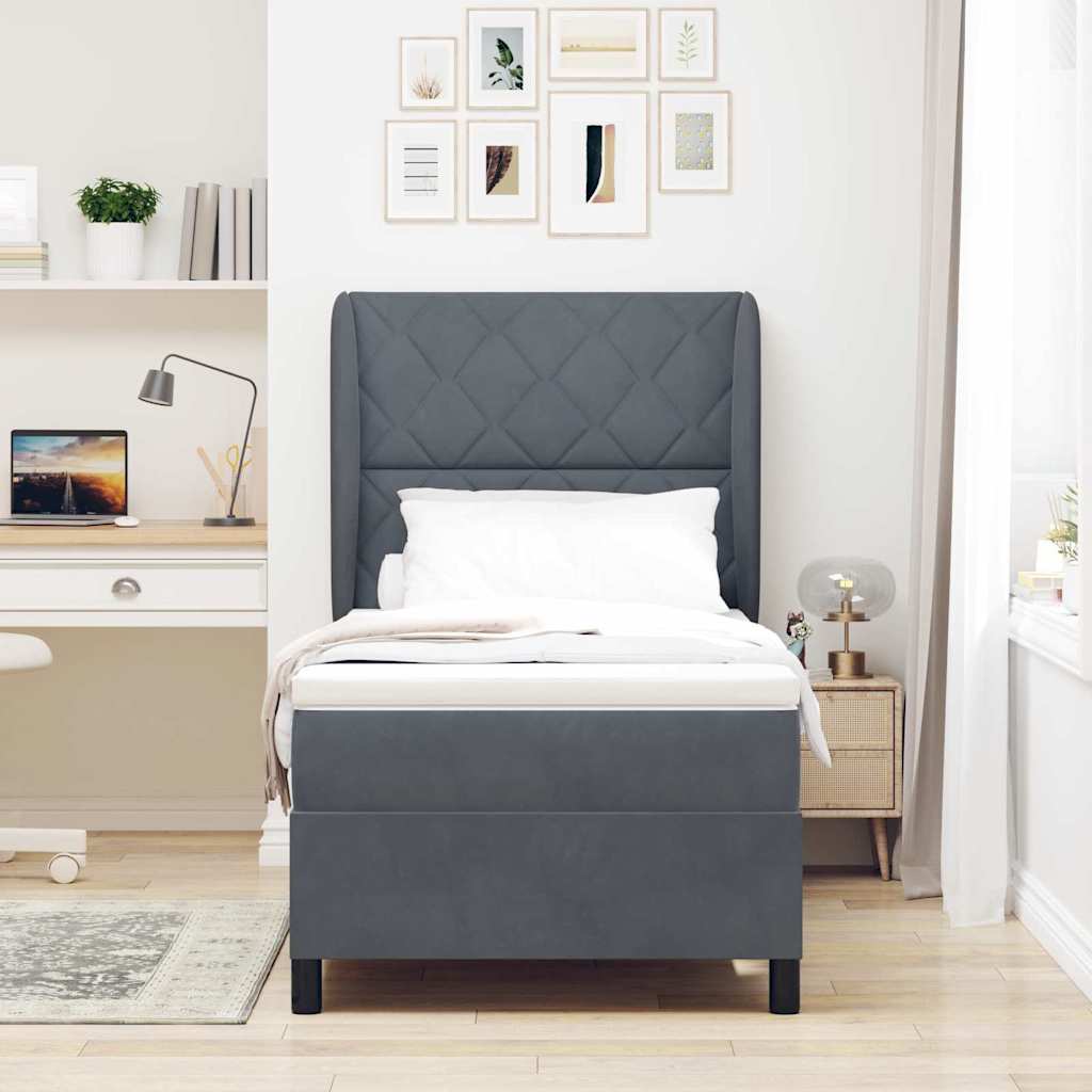 Boxspringbett mit Matratze Dunkelgrau 190 x 90 cm Polyester