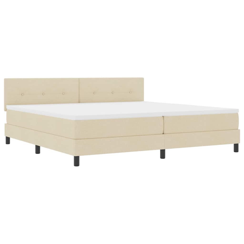 Boxspringbett mit Matratze mit LED Creme 200 x 200 cm Stoff