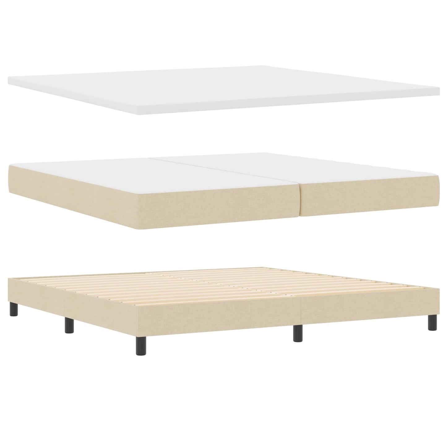 Boxspringbett mit Matratze mit LED Creme 200 x 200 cm Stoff