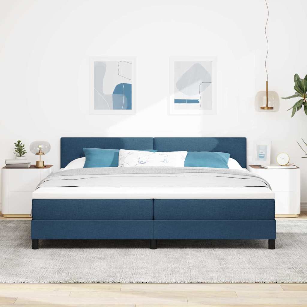 Boxspringbett mit Matratze mit LED Blau 200 x 200 cm Stoff