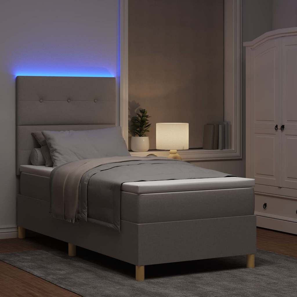 LED Boxspringbett mit Matratze Taupe 80 x 200 cm Stoff