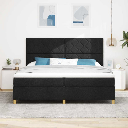 LED Boxspringbett mit Matratze Schwarz 200 x 200 cm Stoff