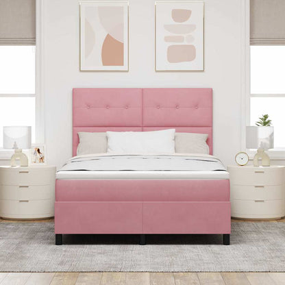 LED Boxspringbett mit Matratze Rosa 140 x 190 cm Samt