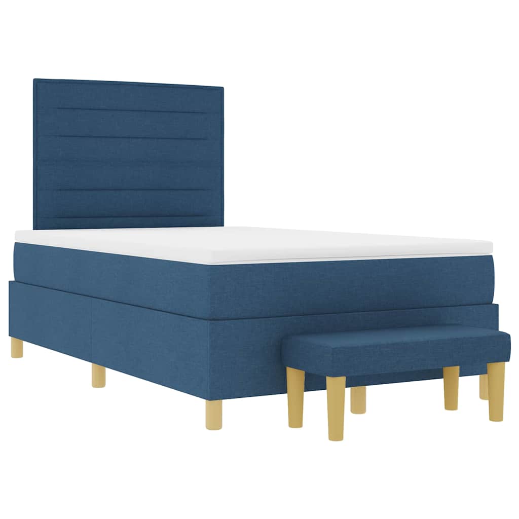 Boxspringbett mit Matratze mit Kopfteil Blau 120 x 200 cm Stoff