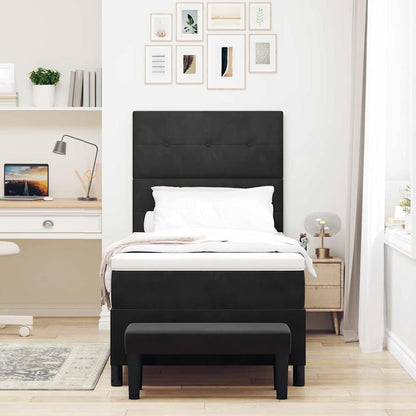 Boxspringbett mit Matratze Schwarz 90 x 200 cm Samt