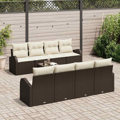 Garten-Sofa-Set mit Kissen mit Speicher 9 pcs Braun und Creme