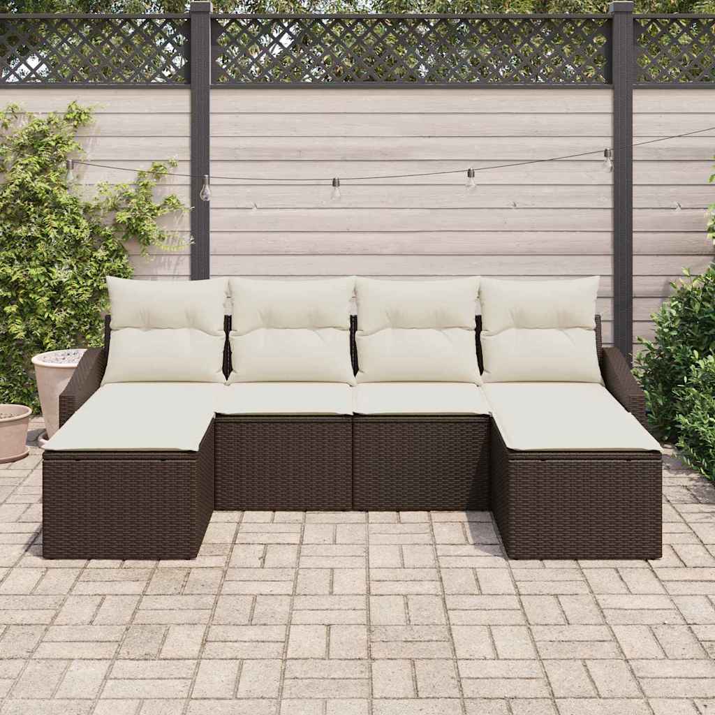Garten Essgruppe mit Kissen mit Speicher 6 pcs Braun und Creme
