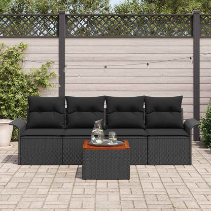 Gartensofa-set mit Speicher 5 pcs Schwarz Poly-Rattan
