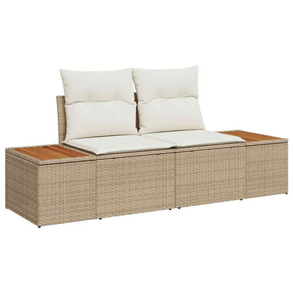 Garten-Sofa-Set mit Kissen mit Speicher 7 pcs Beige Poly Rattan