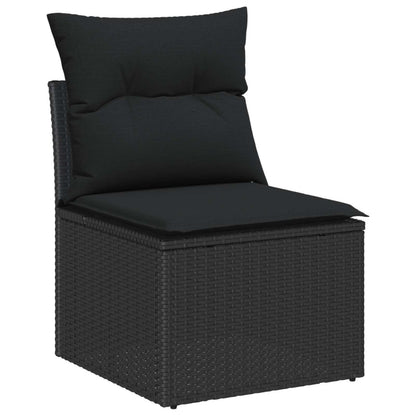 Gartensofa-set mit Kissen mit Speicher 6 pcs Schwarz Polyrattan