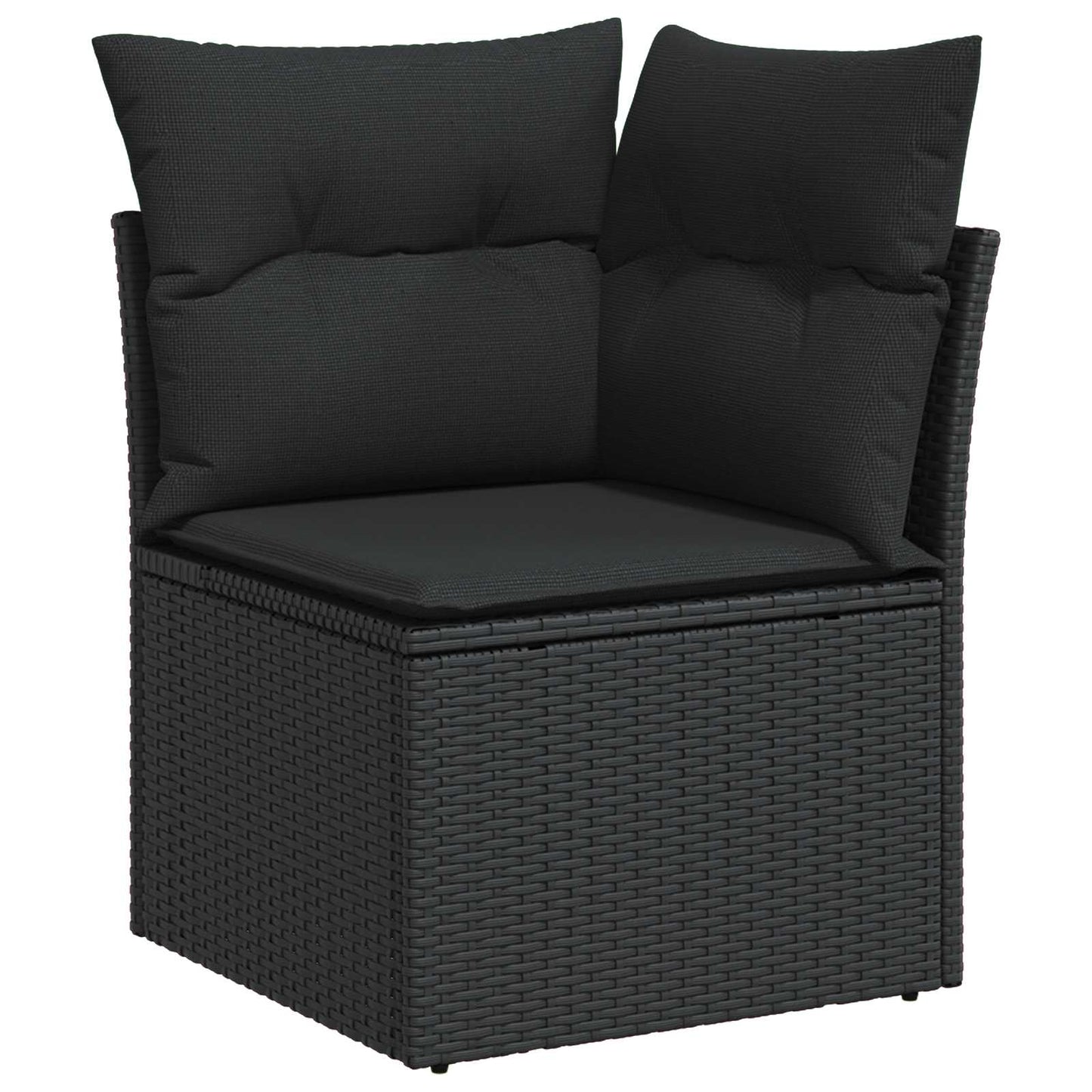 Gartensofa-set mit Kissen mit Speicher 6 pcs Schwarz Polyrattan