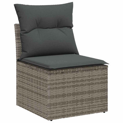 Gartensofa-set mit Kissen mit Kissen 5 pcs Grau Poly Rattan