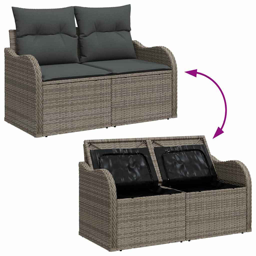 Gartensofa-set mit Kissen mit Kissen 5 pcs Grau Poly Rattan