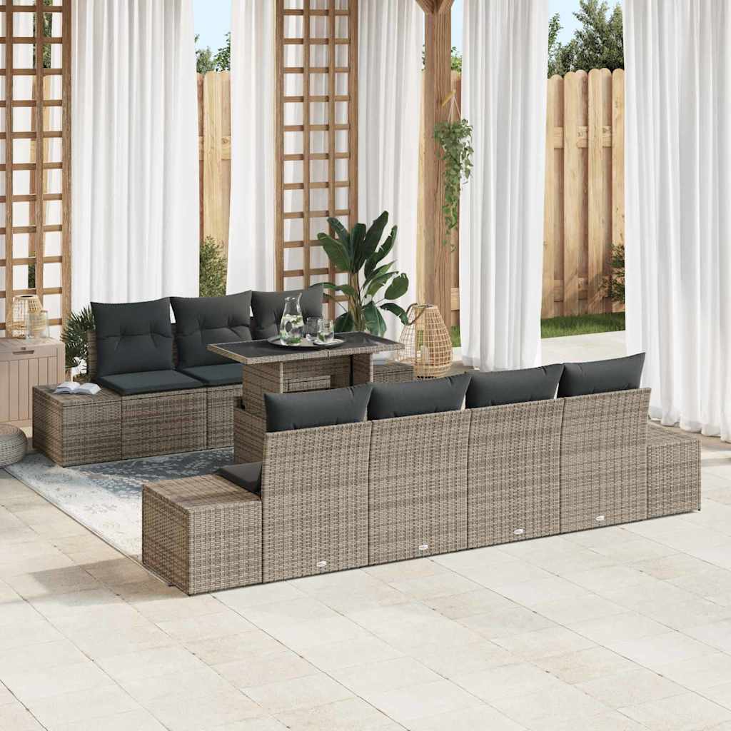 Gartensofa-set mit Kissen 8 pcs Grau