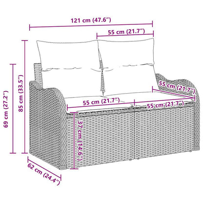 Sofa Set mit Kissen mit Speicher 7 pcs Schwarz Poly-Rattan